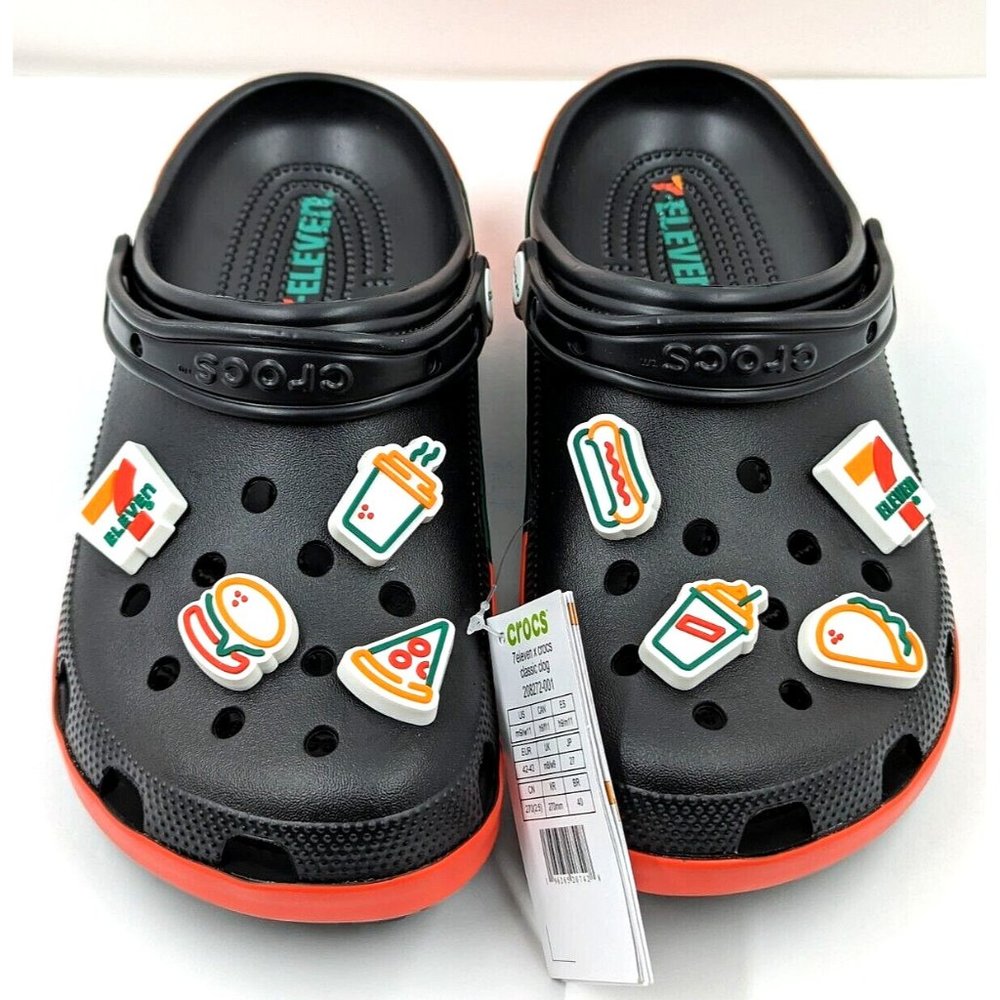 Crocs 7-Eleven X Classic Clog Black Men Slip On Sandals 208272-001 Men SZ-9